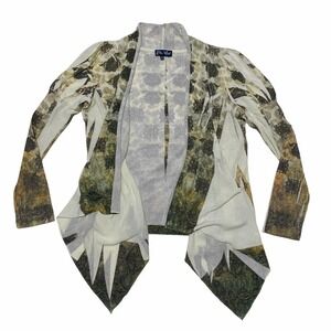 BLEU Velvet Printed Asymmetrical Cardigan Sweater